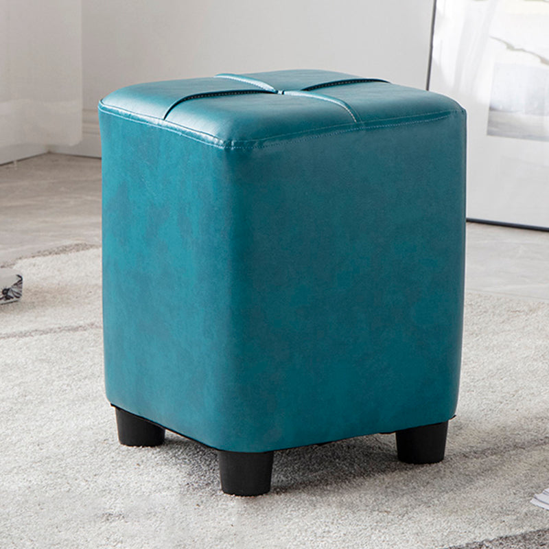 Modern Stain Resistant Ottoman Circle Shape Yellow Leather Cube