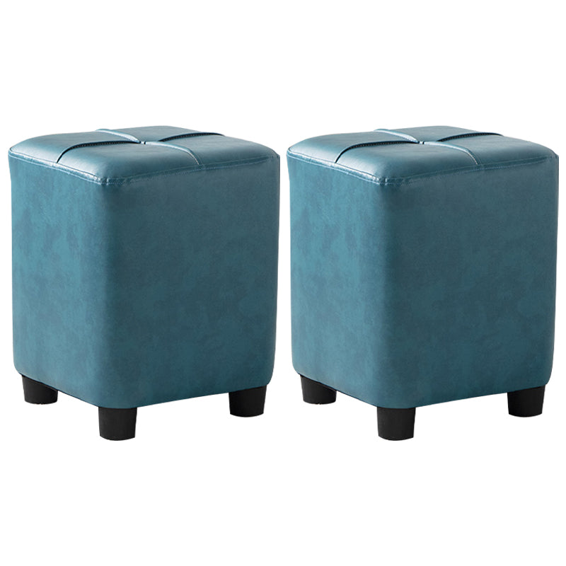 Modern Stain Resistant Ottoman Circle Shape Yellow Leather Cube