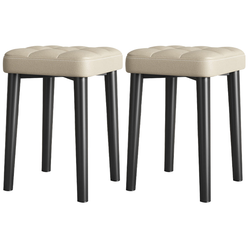 Modern PU Leather Boucle Pouf Plain Square Tufted Tear Resistant Pouf Ottoman