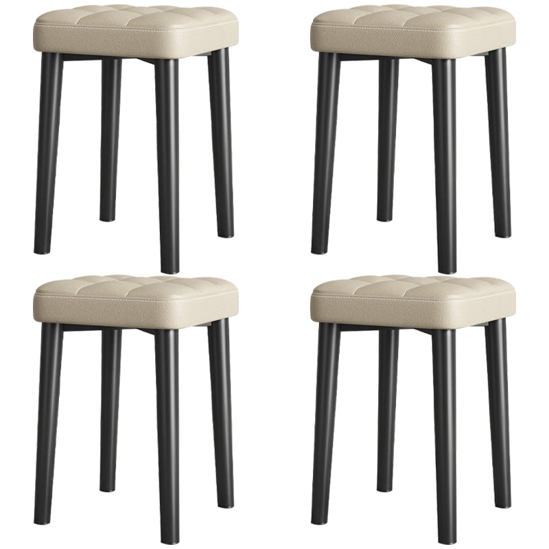 Modern PU Leather Boucle Pouf Plain Square Tufted Tear Resistant Pouf Ottoman