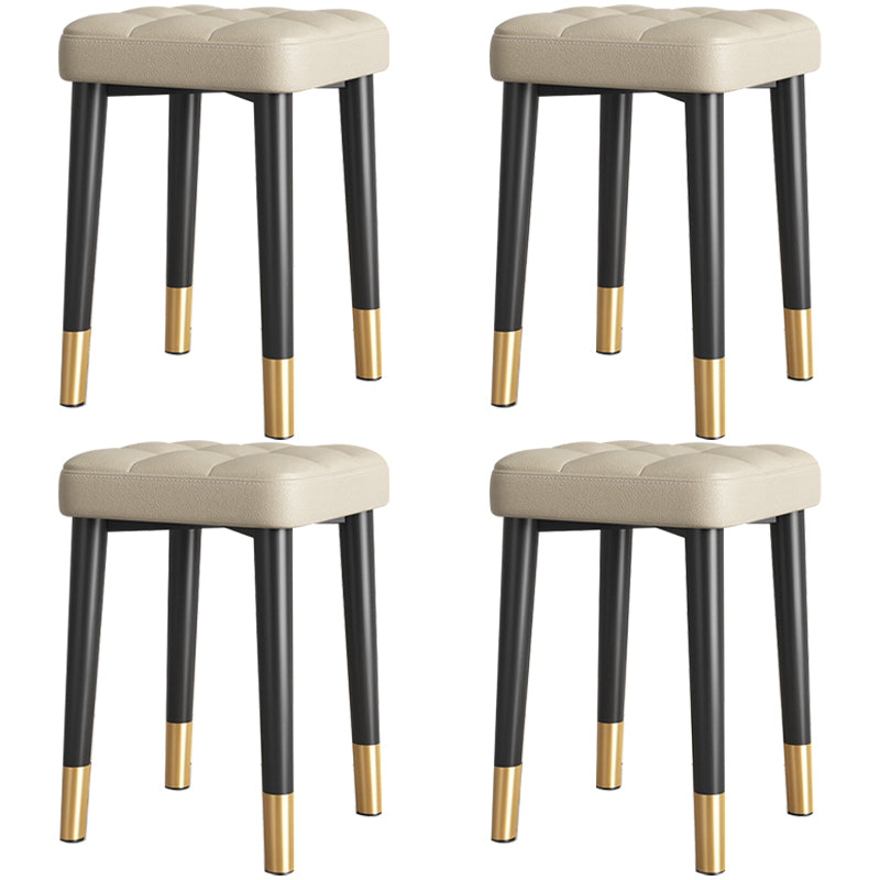 Modern PU Leather Boucle Pouf Plain Square Tufted Tear Resistant Pouf Ottoman