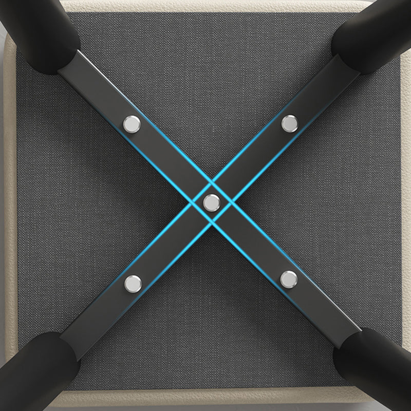 Modern PU Leather Boucle Pouf Plain Square Tufted Tear Resistant Pouf Ottoman