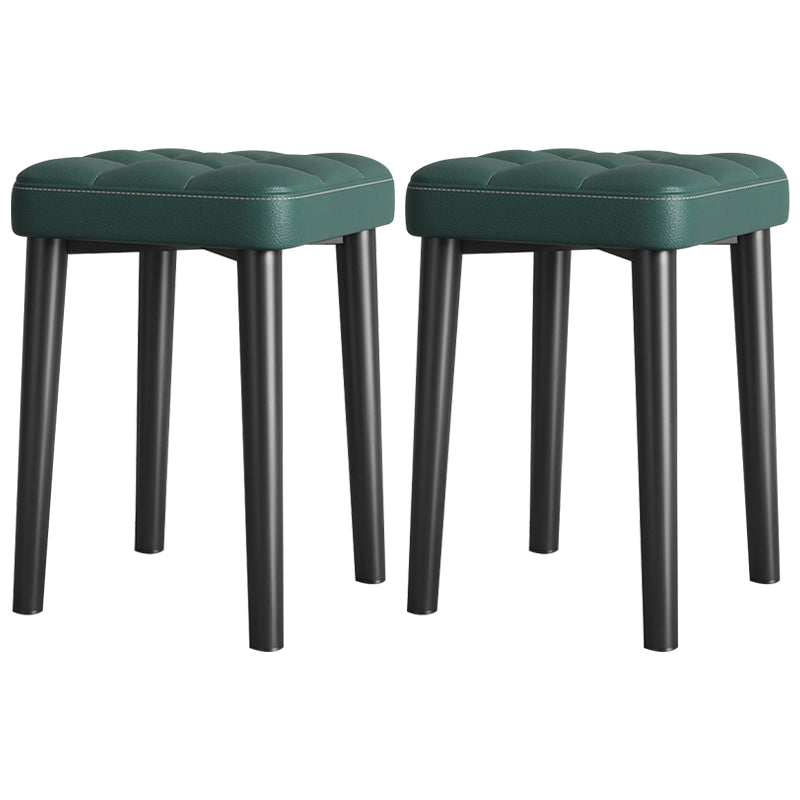 Modern PU Leather Boucle Pouf Plain Square Tufted Tear Resistant Pouf Ottoman