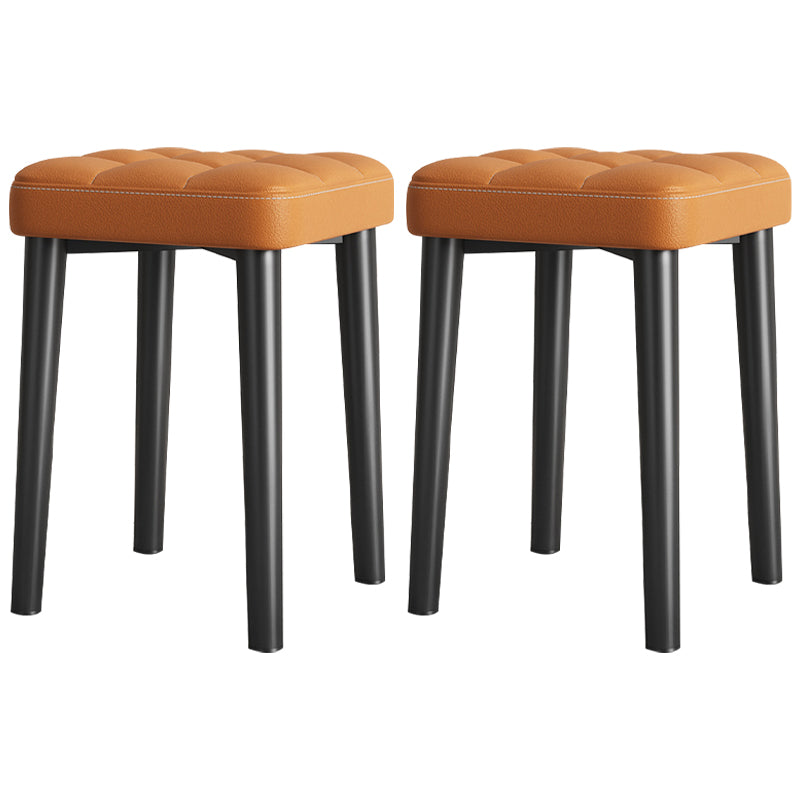 Modern PU Leather Boucle Pouf Plain Square Tufted Tear Resistant Pouf Ottoman