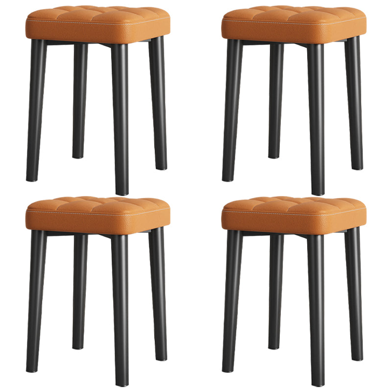 Modern PU Leather Boucle Pouf Plain Square Tufted Tear Resistant Pouf Ottoman