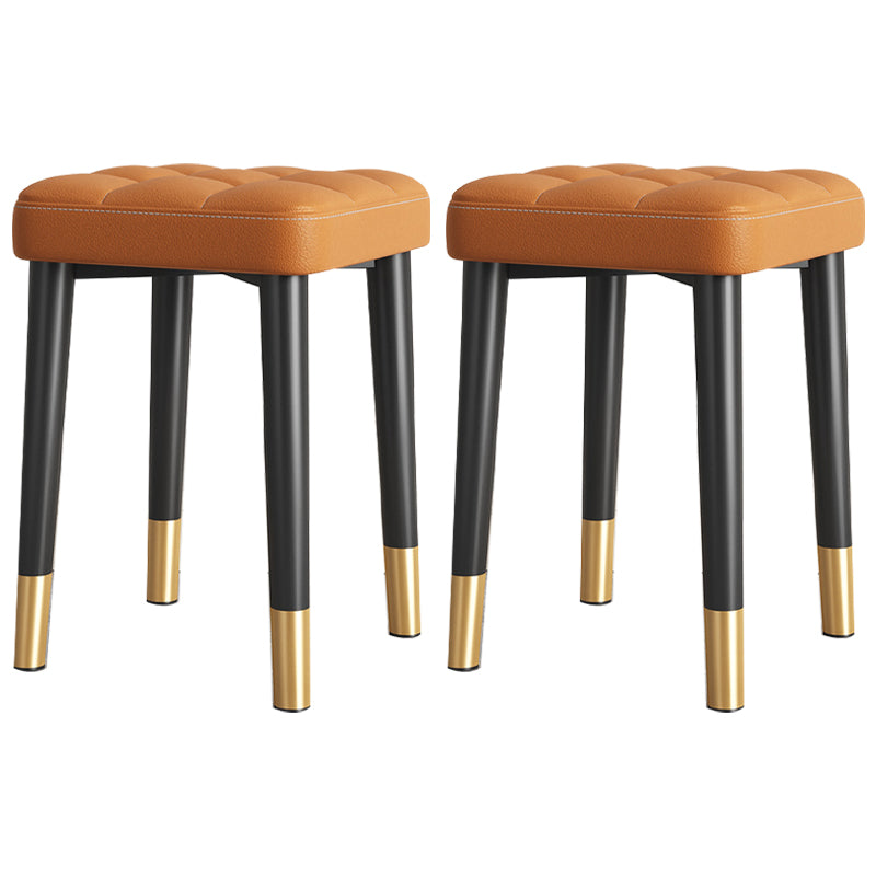 Modern PU Leather Boucle Pouf Plain Square Tufted Tear Resistant Pouf Ottoman