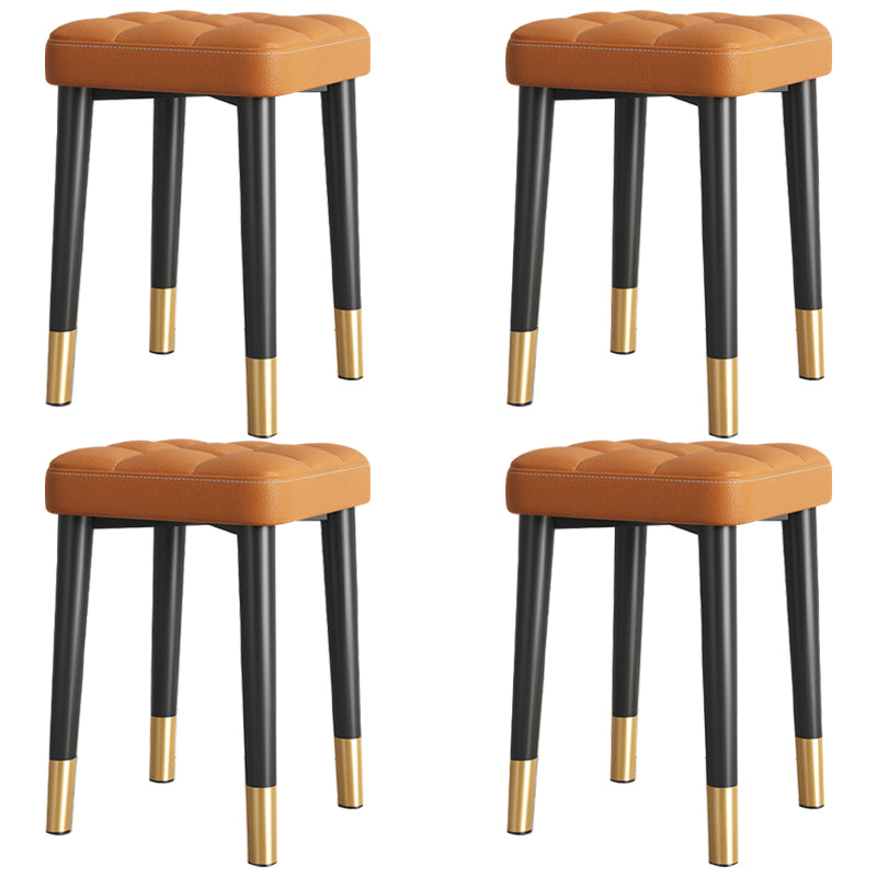 Modern PU Leather Boucle Pouf Plain Square Tufted Tear Resistant Pouf Ottoman