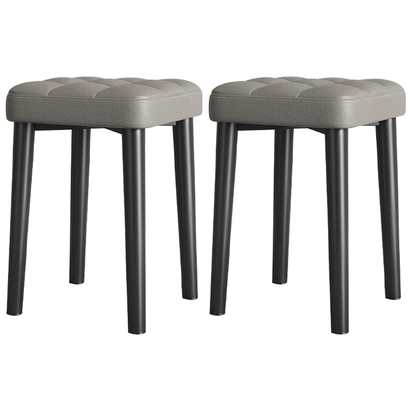 Modern PU Leather Boucle Pouf Plain Square Tufted Tear Resistant Pouf Ottoman