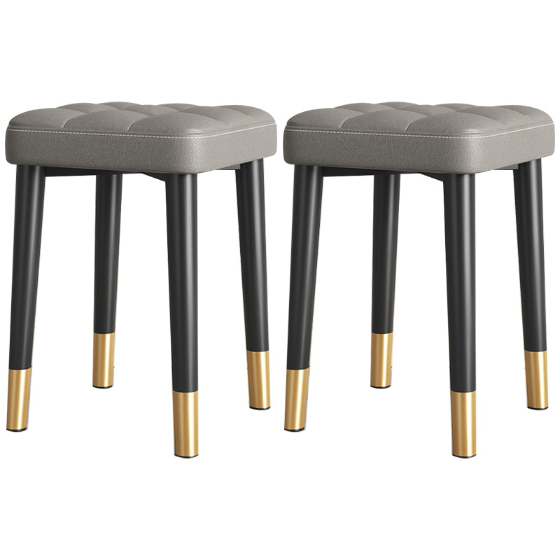 Modern PU Leather Boucle Pouf Plain Square Tufted Tear Resistant Pouf Ottoman