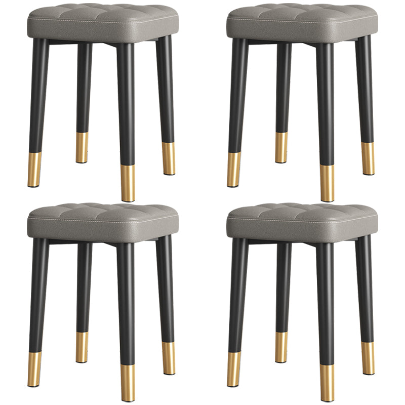 Modern PU Leather Boucle Pouf Plain Square Tufted Tear Resistant Pouf Ottoman