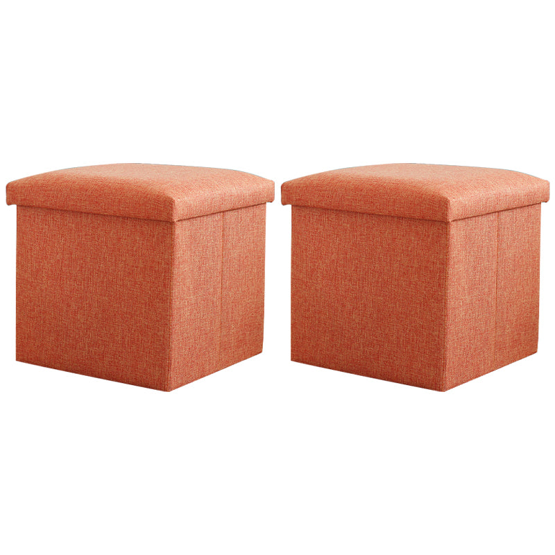 Modern Cotton Pouf Ottoman Pure Color Foldable Square Chair Ottoman with Storage