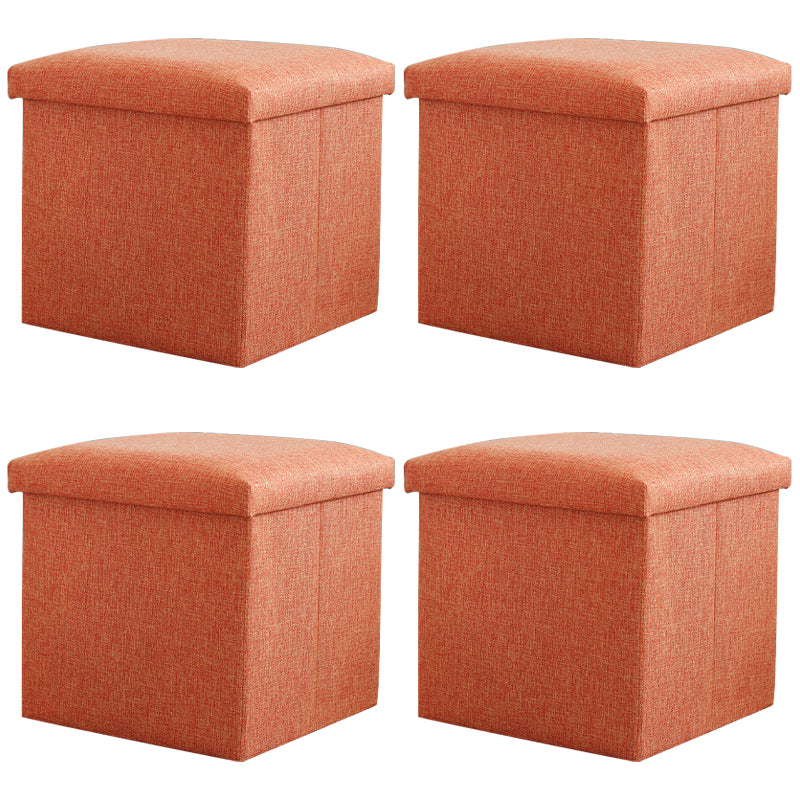 Modern Cotton Pouf Ottoman Pure Color Foldable Square Chair Ottoman with Storage