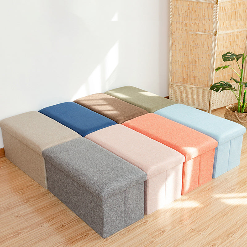 Modern Cotton Pouf Ottoman Pure Color Foldable Square Chair Ottoman with Storage