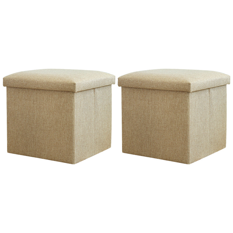 Modern Cotton Pouf Ottoman Pure Color Foldable Square Chair Ottoman with Storage