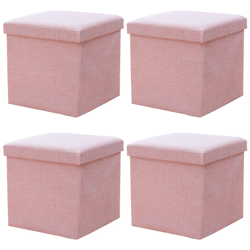 Modern Cotton Pouf Ottoman Pure Color Foldable Square Chair Ottoman with Storage