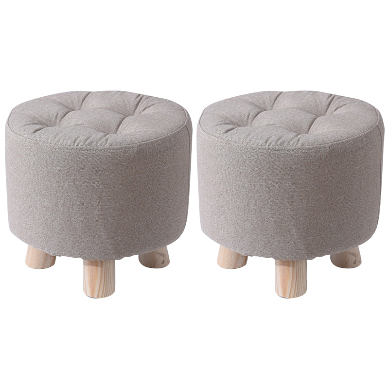 Contemporary Tear Resistant Standard Round Shape Grey Cotton Ottoman