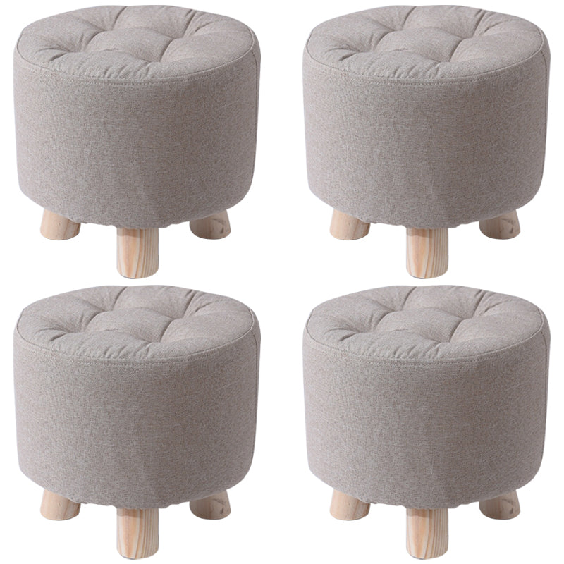 Contemporary Tear Resistant Standard Round Shape Grey Cotton Ottoman