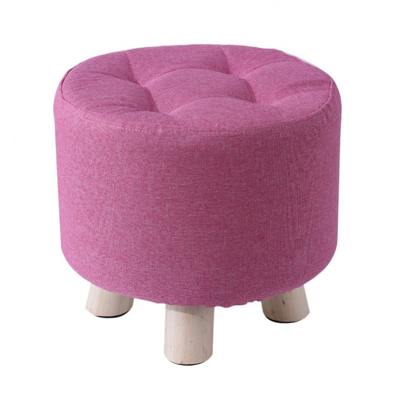 Contemporary Tear Resistant Standard Round Shape Grey Cotton Ottoman