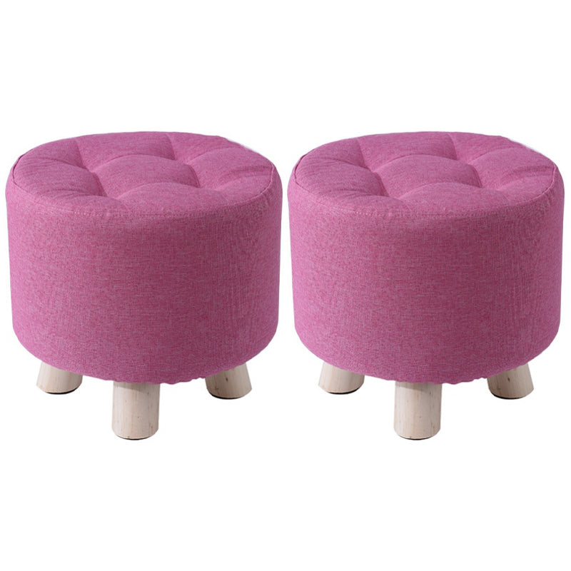 Contemporary Tear Resistant Standard Round Shape Grey Cotton Ottoman