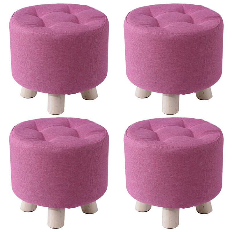 Contemporary Tear Resistant Standard Round Shape Grey Cotton Ottoman