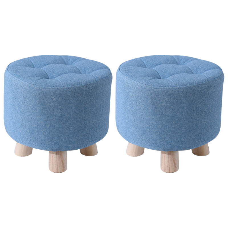 Contemporary Tear Resistant Standard Round Shape Grey Cotton Ottoman