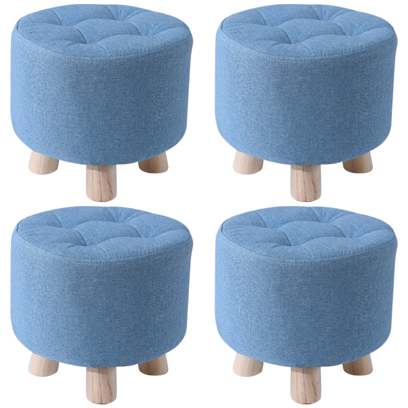 Contemporary Tear Resistant Standard Round Shape Grey Cotton Ottoman