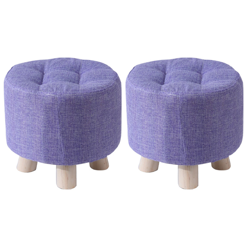 Contemporary Tear Resistant Standard Round Shape Grey Cotton Ottoman