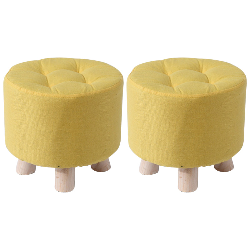 Contemporary Tear Resistant Standard Round Shape Grey Cotton Ottoman