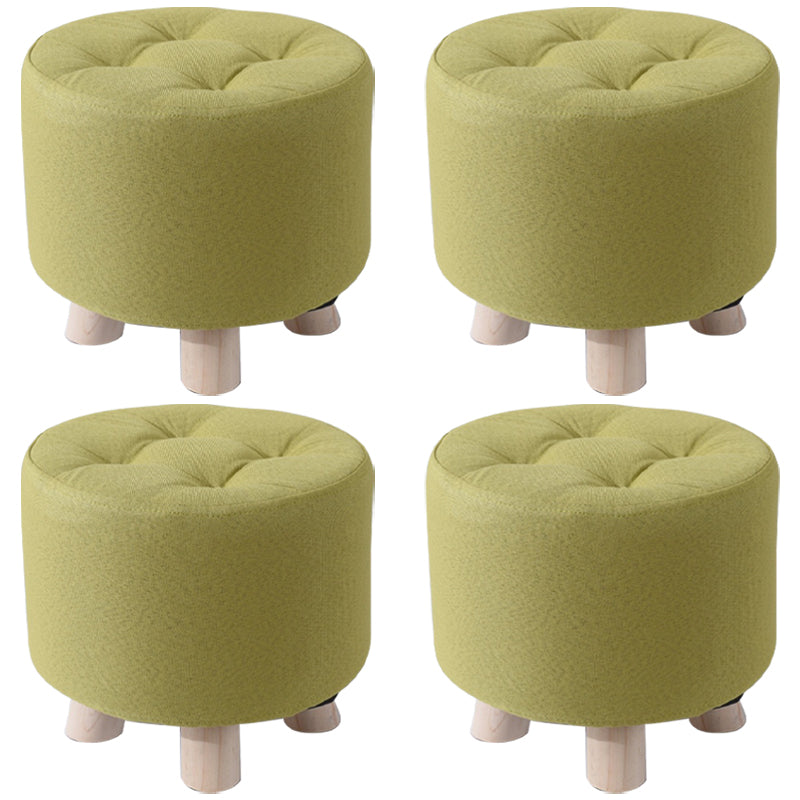 Contemporary Tear Resistant Standard Round Shape Grey Cotton Ottoman