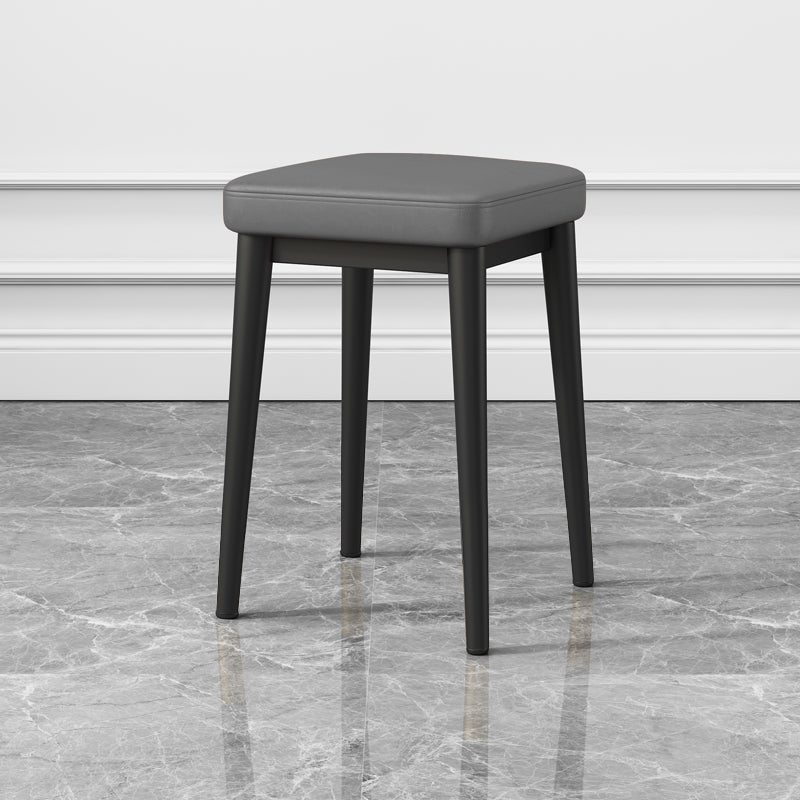 Square Footstools Ottoman Glam Solid Color Faux Leather Water Resistant Ottoman