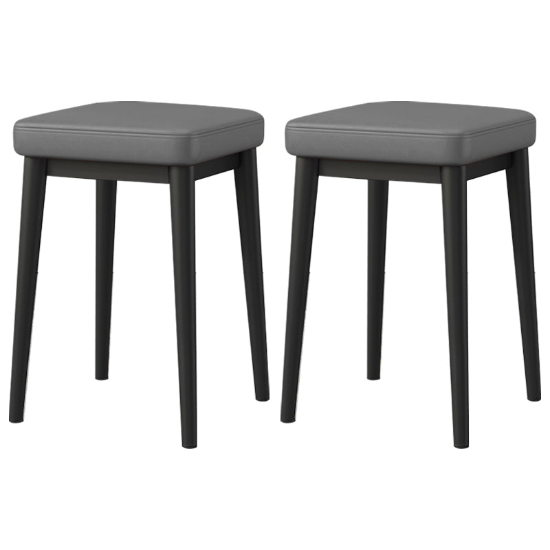 Square Footstools Ottoman Glam Solid Color Faux Leather Water Resistant Ottoman