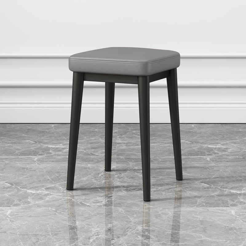 Square Footstools Ottoman Glam Solid Color Faux Leather Water Resistant Ottoman