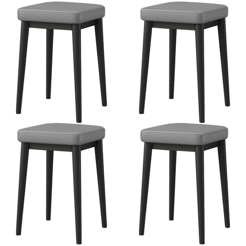 Square Footstools Ottoman Glam Solid Color Faux Leather Water Resistant Ottoman