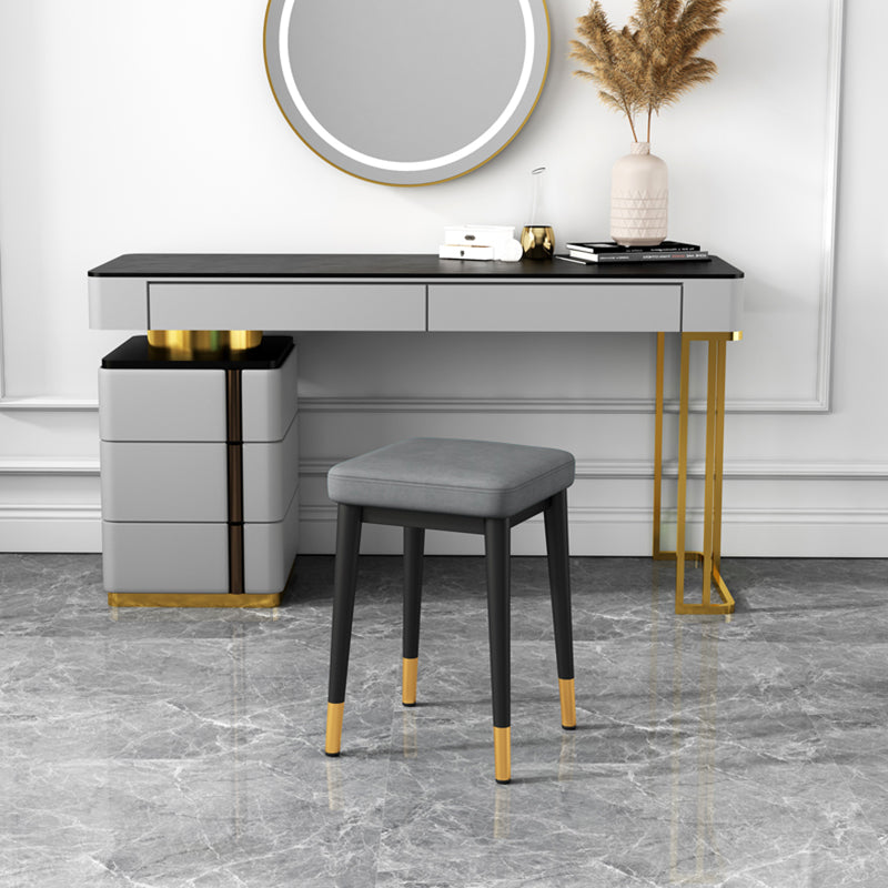 Square Footstools Ottoman Glam Solid Color Faux Leather Water Resistant Ottoman