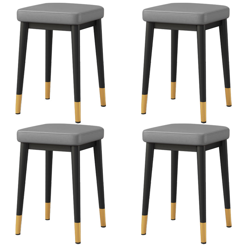 Square Footstools Ottoman Glam Solid Color Faux Leather Water Resistant Ottoman