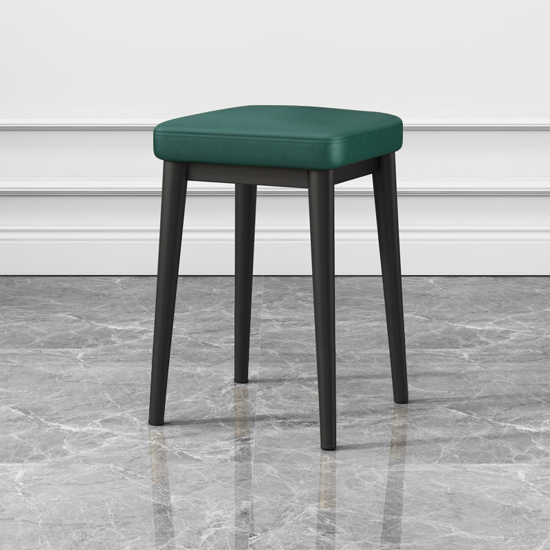 Square Footstools Ottoman Glam Solid Color Faux Leather Water Resistant Ottoman