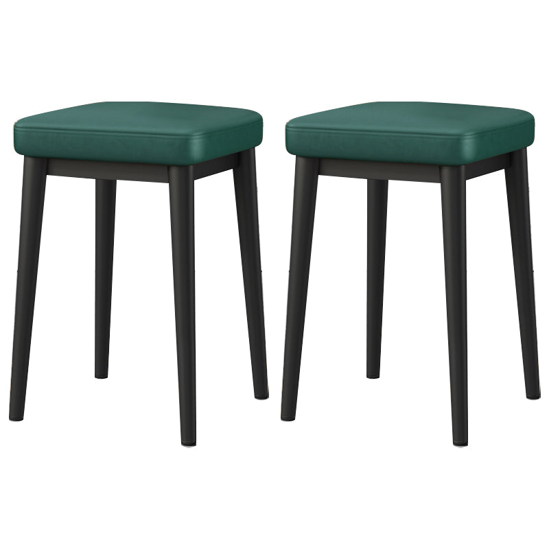 Square Footstools Ottoman Glam Solid Color Faux Leather Water Resistant Ottoman