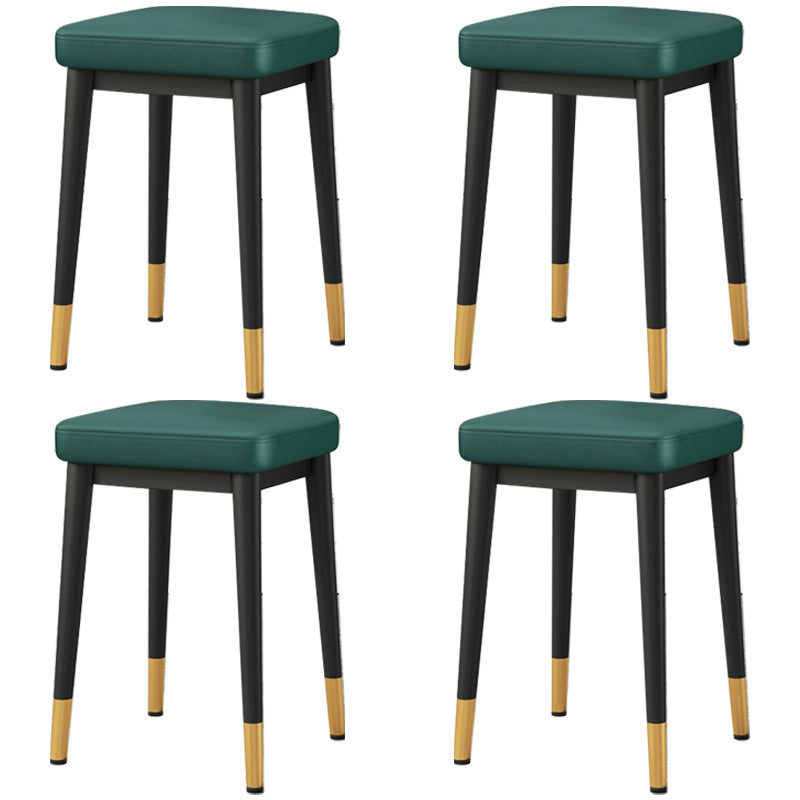 Square Footstools Ottoman Glam Solid Color Faux Leather Water Resistant Ottoman