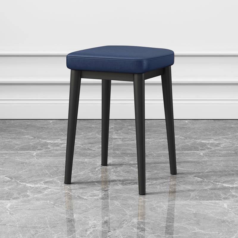 Square Footstools Ottoman Glam Solid Color Faux Leather Water Resistant Ottoman