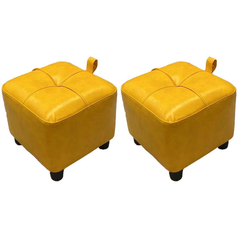 Contemporary PU Leather Pouf Chair Plain Square Tufted Water Resistant Target Pouf