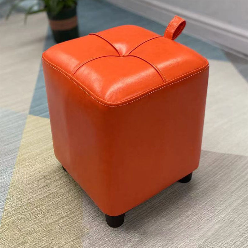 Contemporary PU Leather Pouf Chair Plain Square Tufted Water Resistant Target Pouf