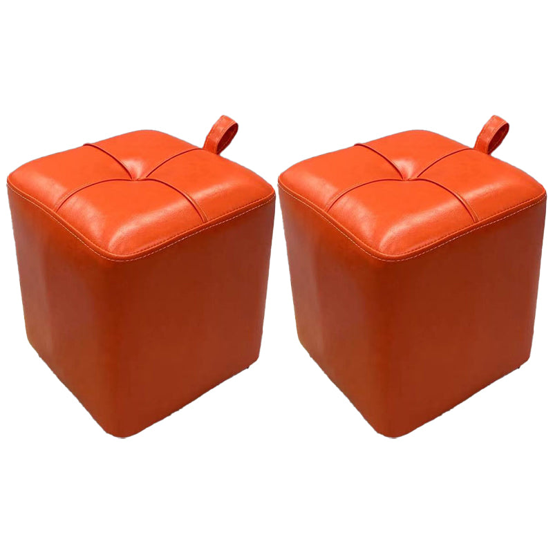 Contemporary PU Leather Pouf Chair Plain Square Tufted Water Resistant Target Pouf