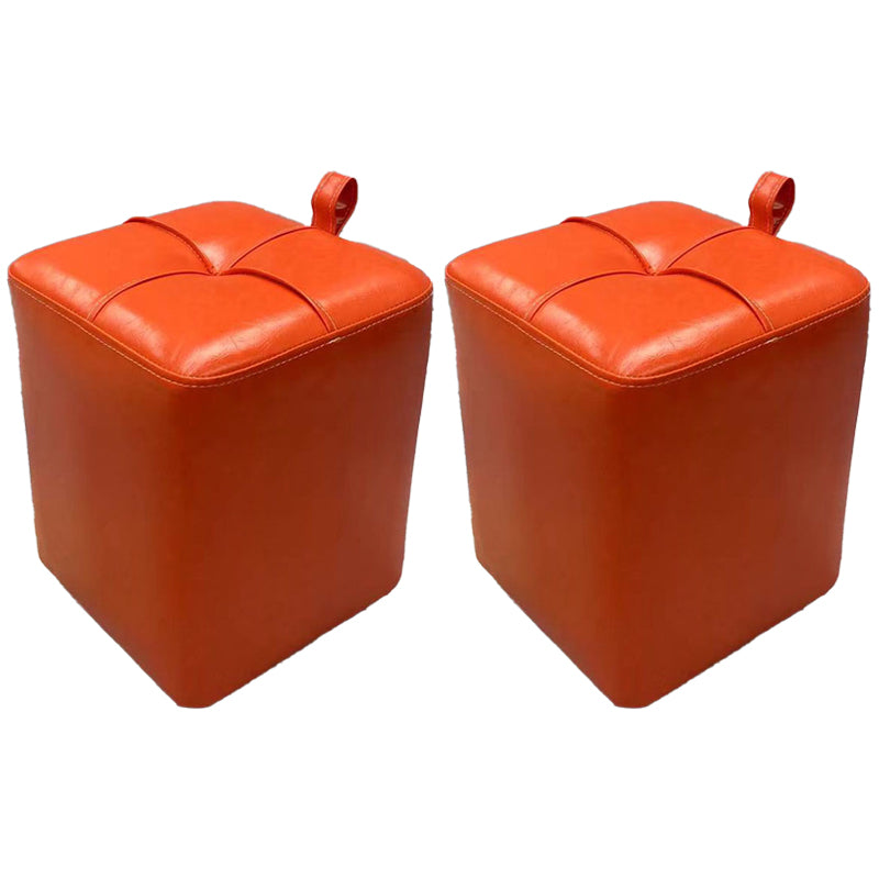 Contemporary PU Leather Pouf Chair Plain Square Tufted Water Resistant Target Pouf