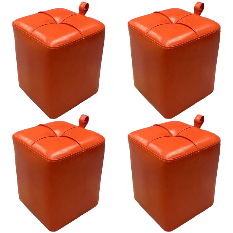 Contemporary PU Leather Pouf Chair Plain Square Tufted Water Resistant Target Pouf