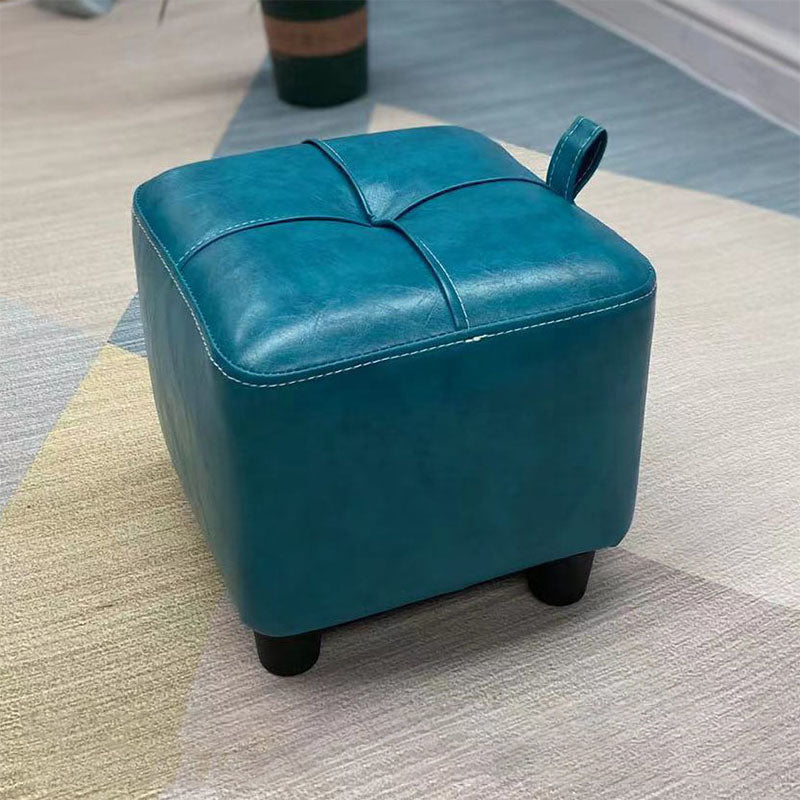Contemporary PU Leather Pouf Chair Plain Square Tufted Water Resistant Target Pouf
