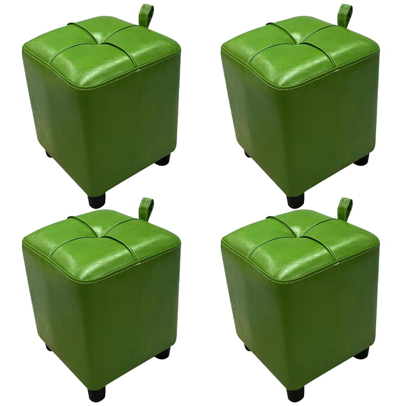 Contemporary PU Leather Pouf Chair Plain Square Tufted Water Resistant Target Pouf