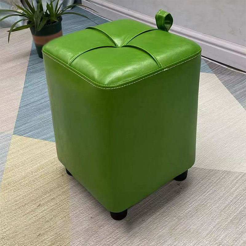 Contemporary PU Leather Pouf Chair Plain Square Tufted Water Resistant Target Pouf