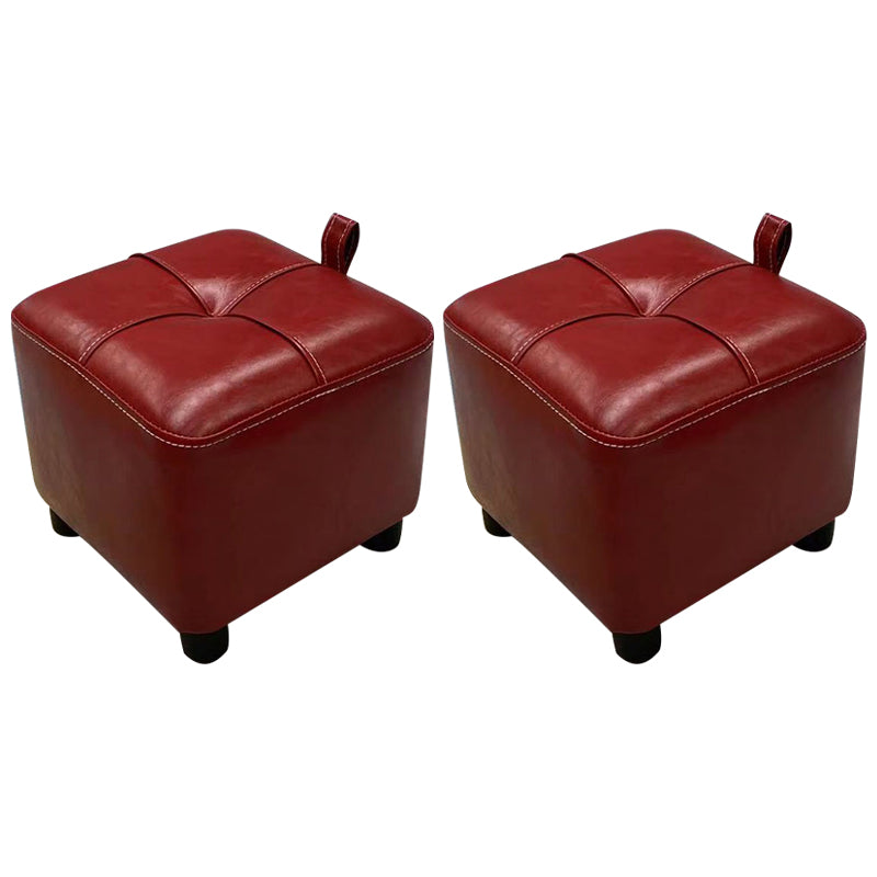 Contemporary PU Leather Pouf Chair Plain Square Tufted Water Resistant Target Pouf