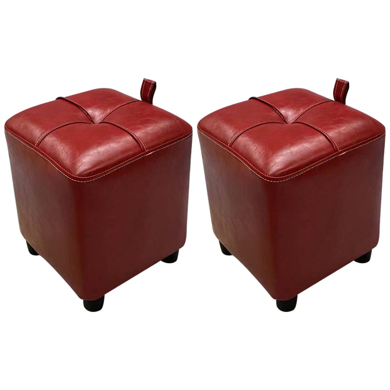 Contemporary PU Leather Pouf Chair Plain Square Tufted Water Resistant Target Pouf