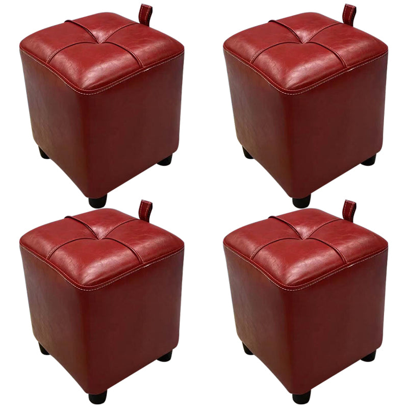 Contemporary PU Leather Pouf Chair Plain Square Tufted Water Resistant Target Pouf